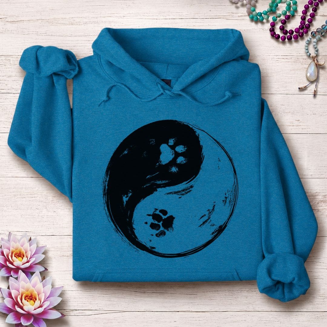 Printify Hoodie Paw Print Yin Yang Hoodie Antique Sapphire / S