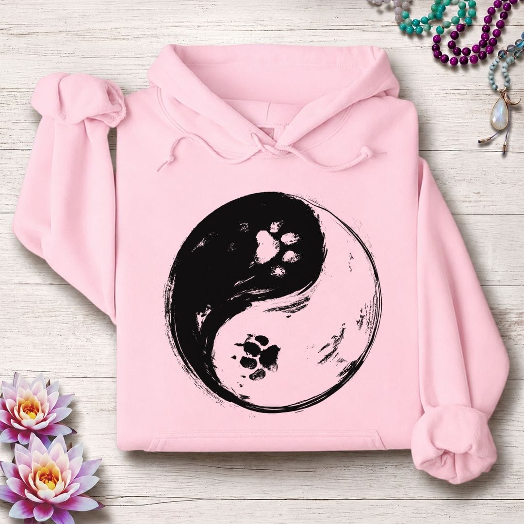 Printify Hoodie Paw Print Yin Yang Hoodie Light Pink / S