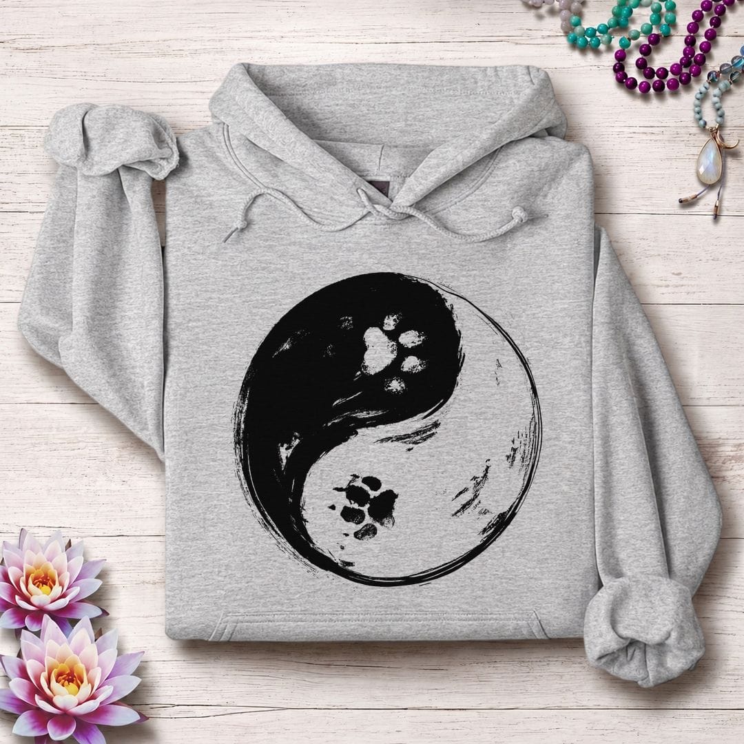 Printify Hoodie Paw Print Yin Yang Hoodie Sport Grey / S
