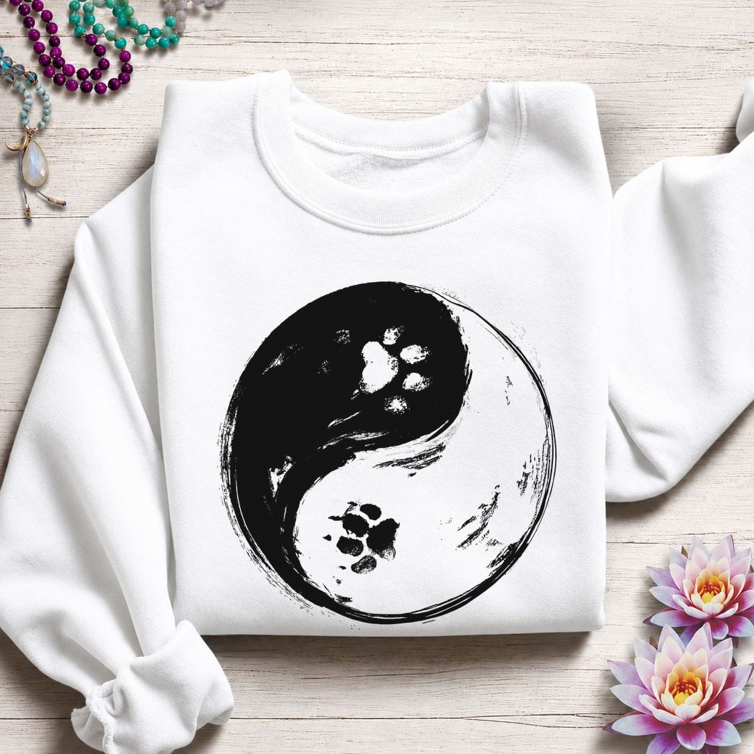 Paw Print Yin Yang Sweatshirt White