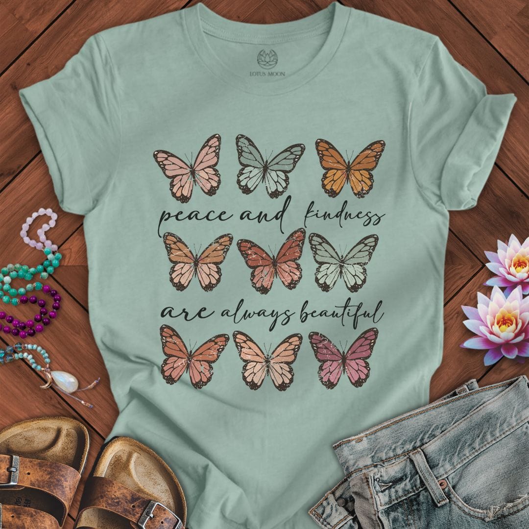 Peace and Kindness Tee Dusty Blue