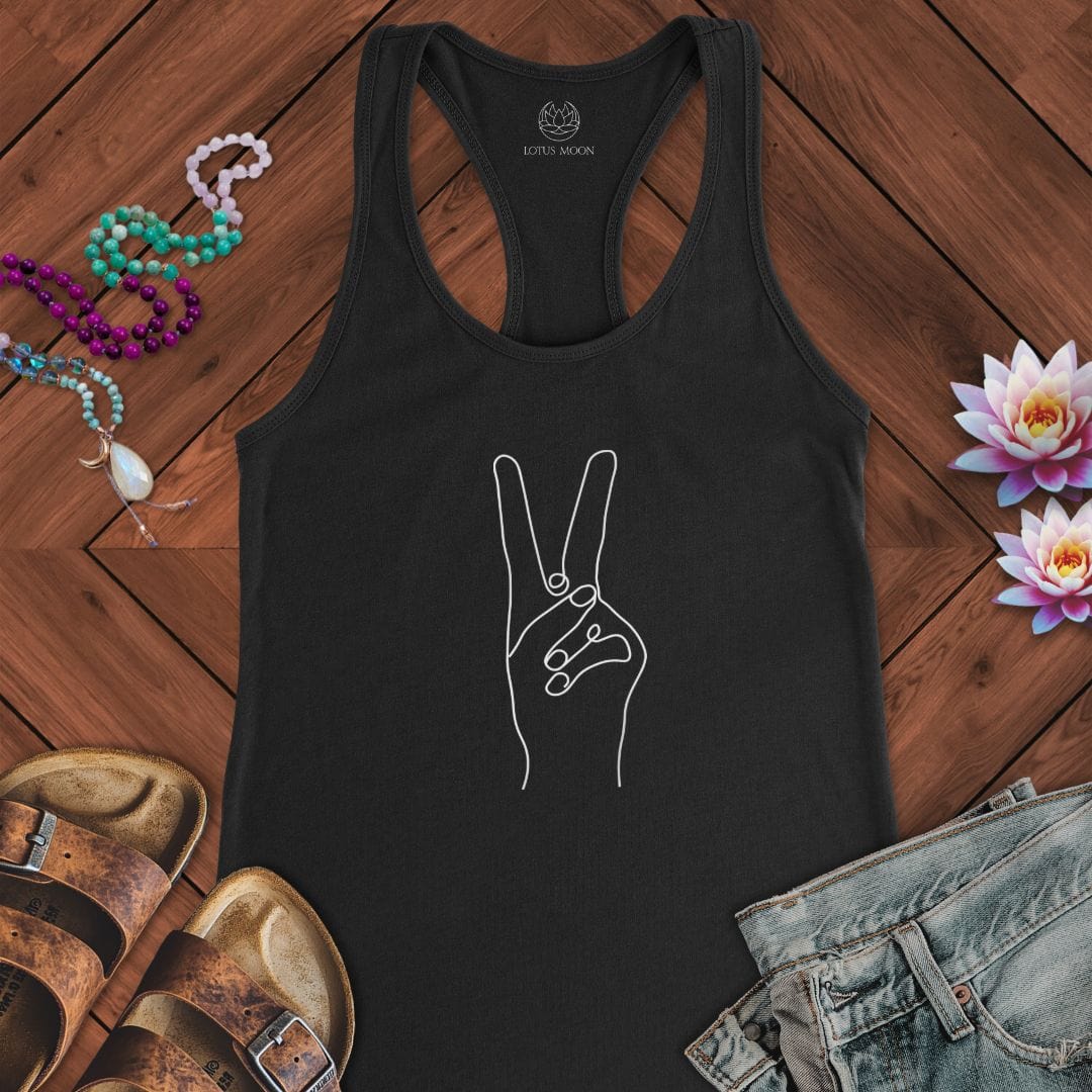 Peace Hand Tank Solid Black