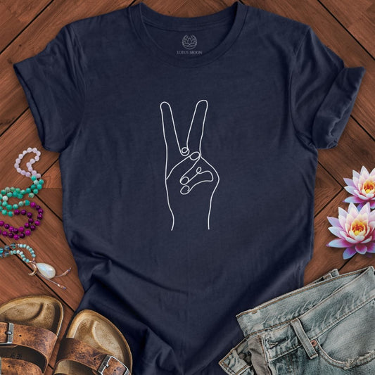 Peace Hand Tee Heather Midnight Navy