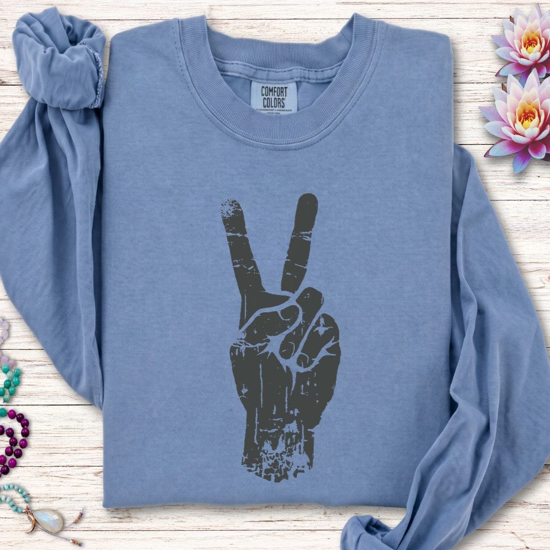 Printify Long-sleeve Peace Long Sleeve Tee Blue Jean / S
