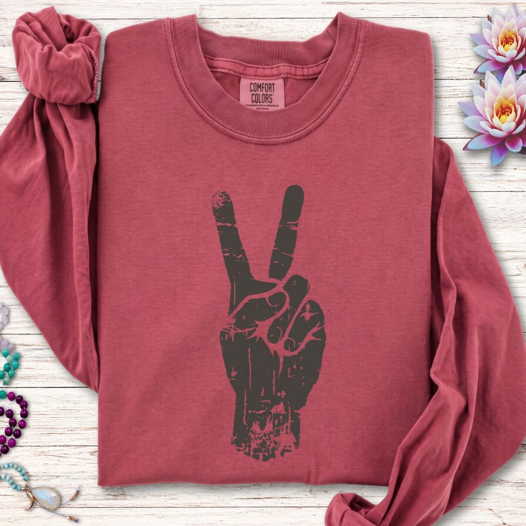 Printify Long-sleeve Peace Long Sleeve Tee Crimson / S