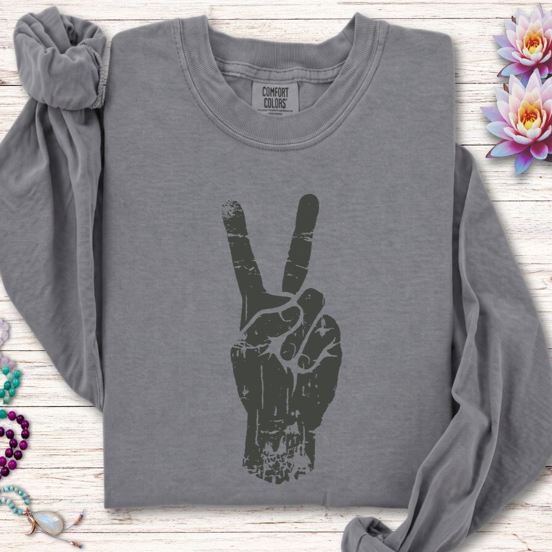 Printify Long-sleeve Peace Long Sleeve Tee Grey / S