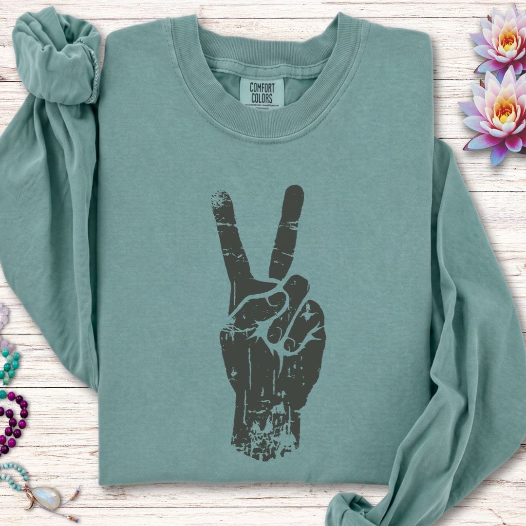 Printify Long-sleeve Peace Long Sleeve Tee Light Green / S