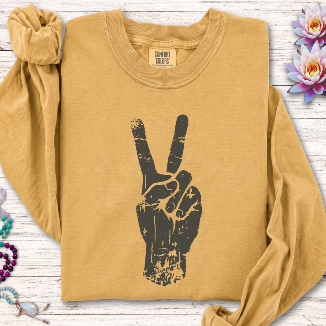 Printify Long-sleeve Peace Long Sleeve Tee Mustard / S