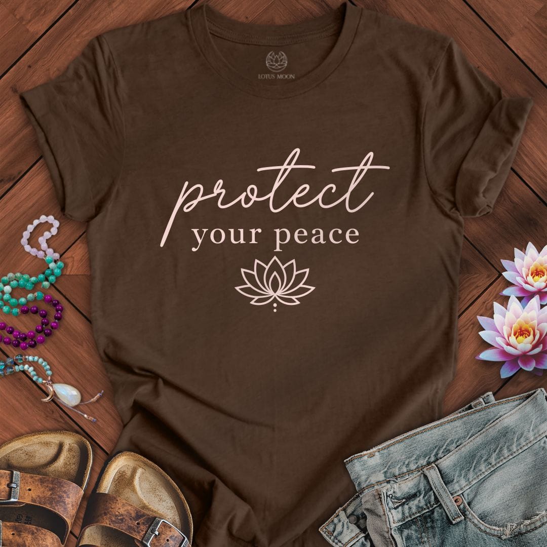 Peace Lotus Tee Heather Brown