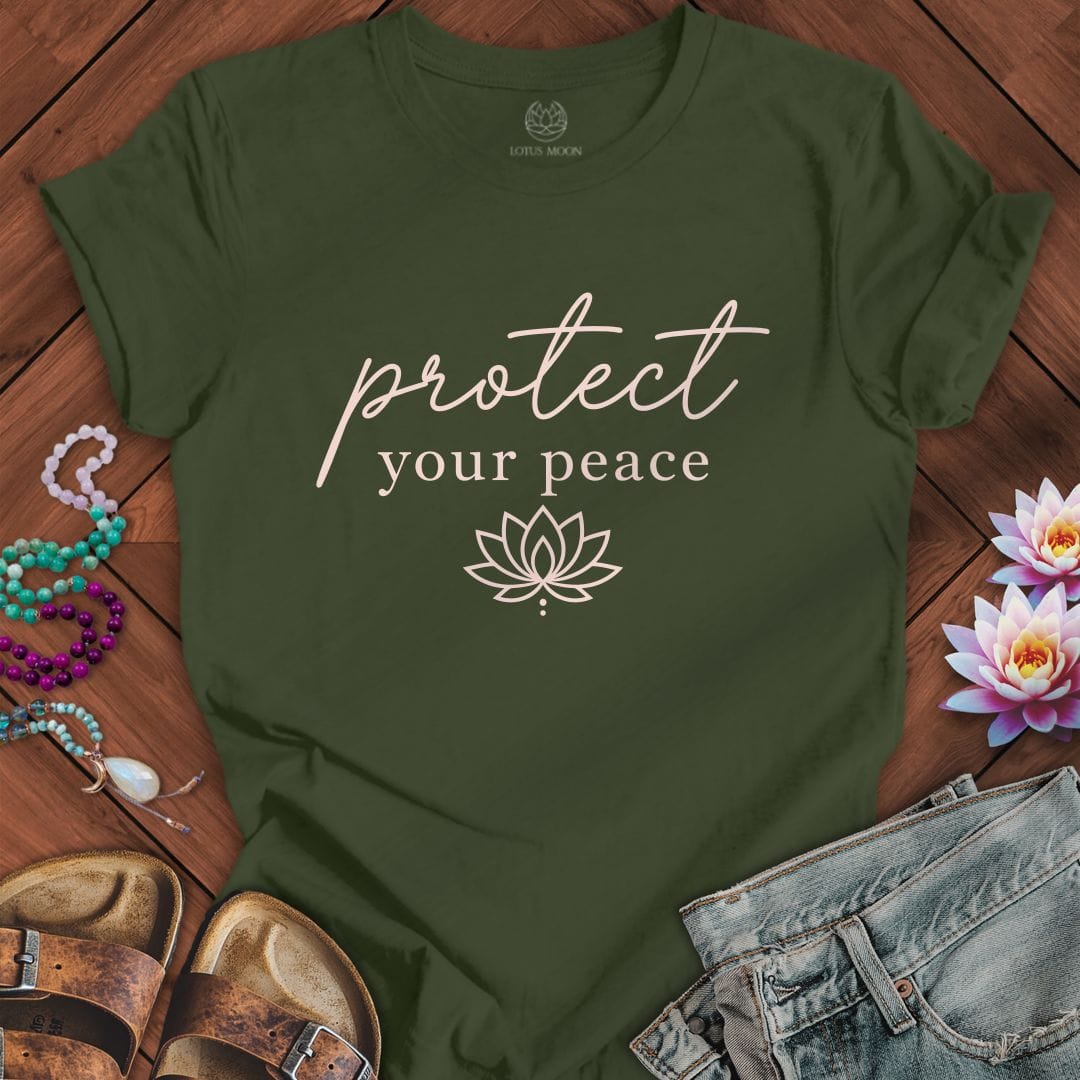 Peace Lotus Tee Military Green