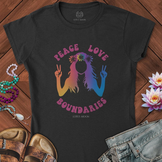 Peace Love Boundaries Fitted Tee Black