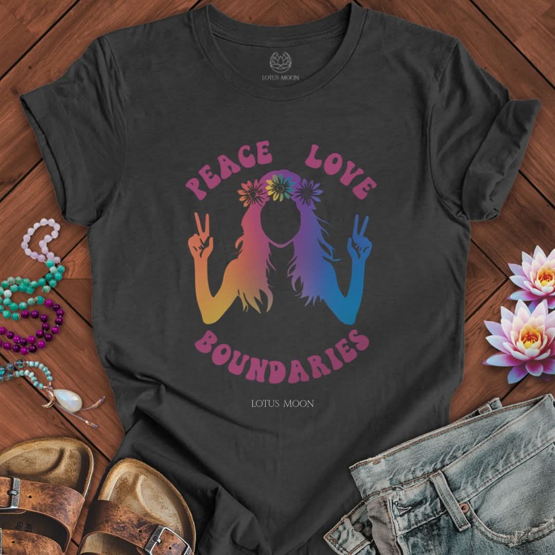 Peace Love Boundaries Tee Dark Grey Heather