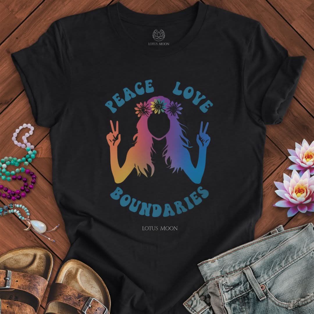 Peace Love Boundaries Tee Solid Black Blend