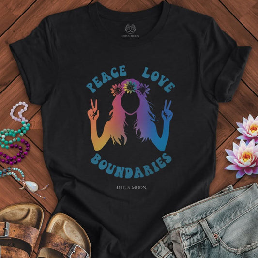 Peace Love Boundaries Tee Solid Black Blend