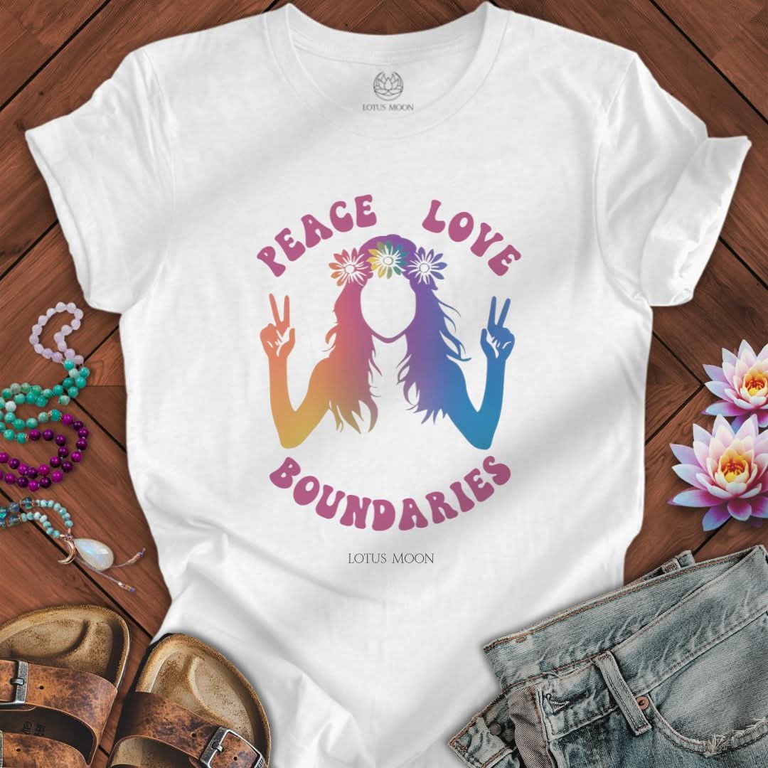 Peace Love Boundaries Tee Solid White Blend