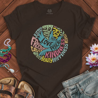 Printify T-Shirt Peace Love Hope Tee Brown / S
