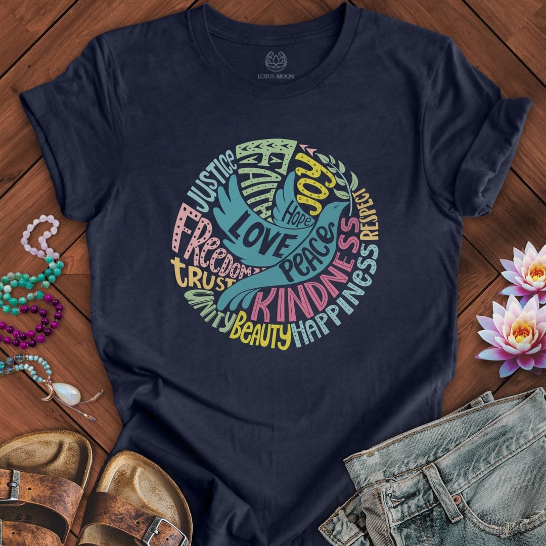 Printify T-Shirt Peace Love Hope Tee Heather Midnight Navy / S