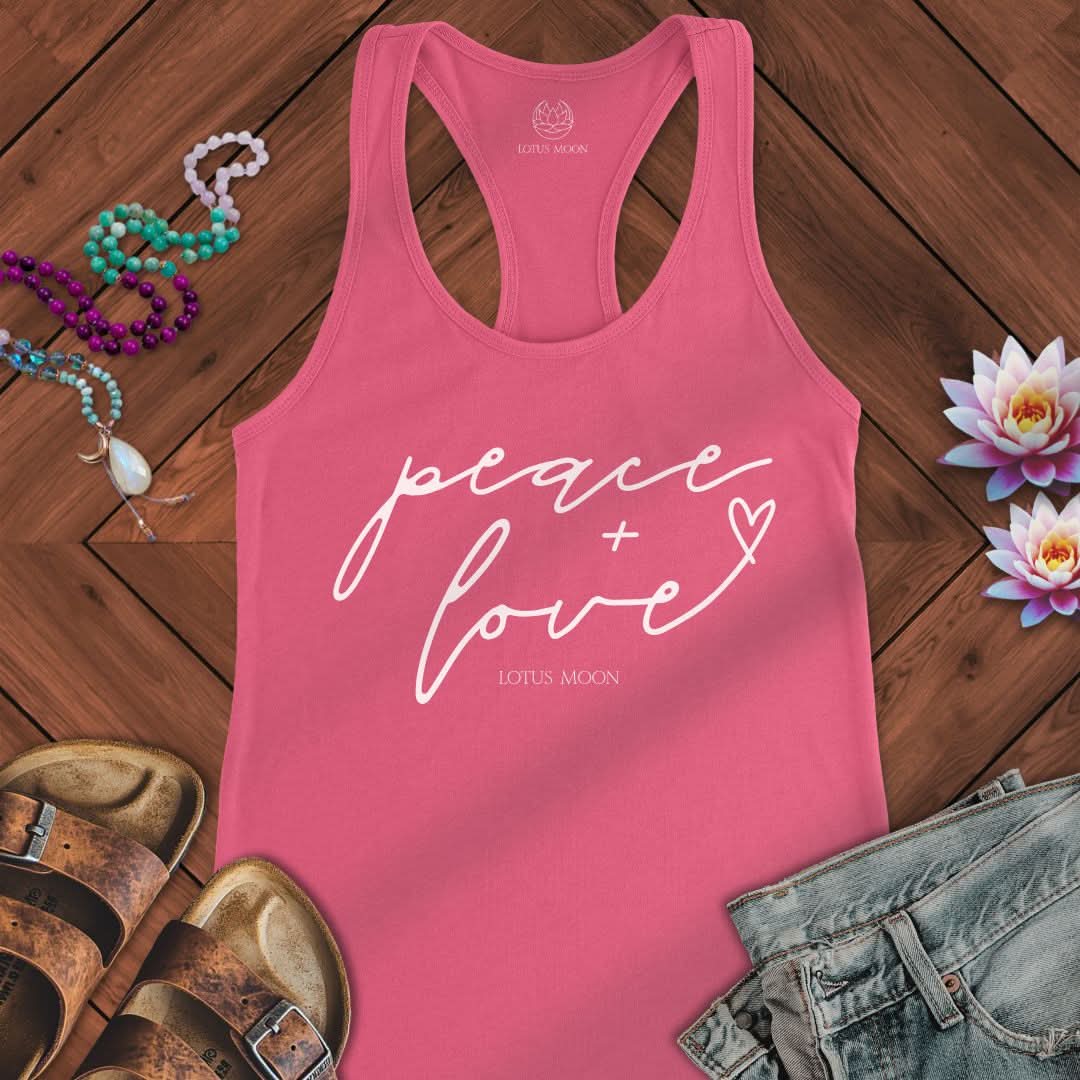 Peace + Love Tank Solid Hot Pink