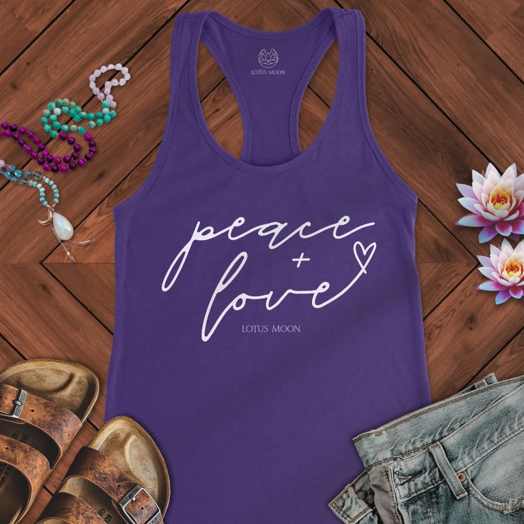 Peace + Love Tank Solid Purple Rush