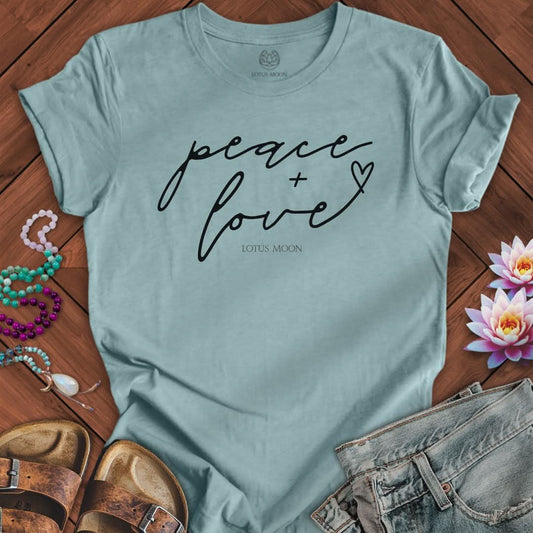 Peace + Love Tee Heather Blue Lagoon