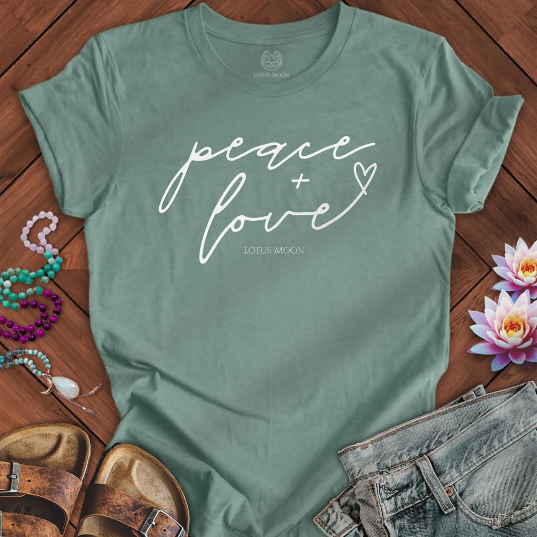 Peace + Love Tee Heather Dusty Blue