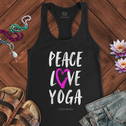Peace Love Yoga Tank Solid Black