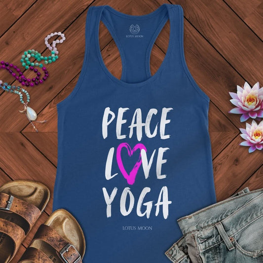 Peace Love Yoga Tank Solid Royal