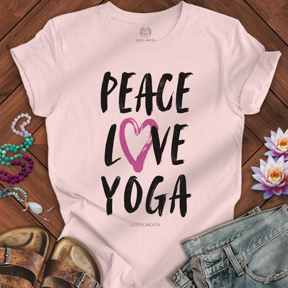 Peace Love Yoga Tee Soft Pink