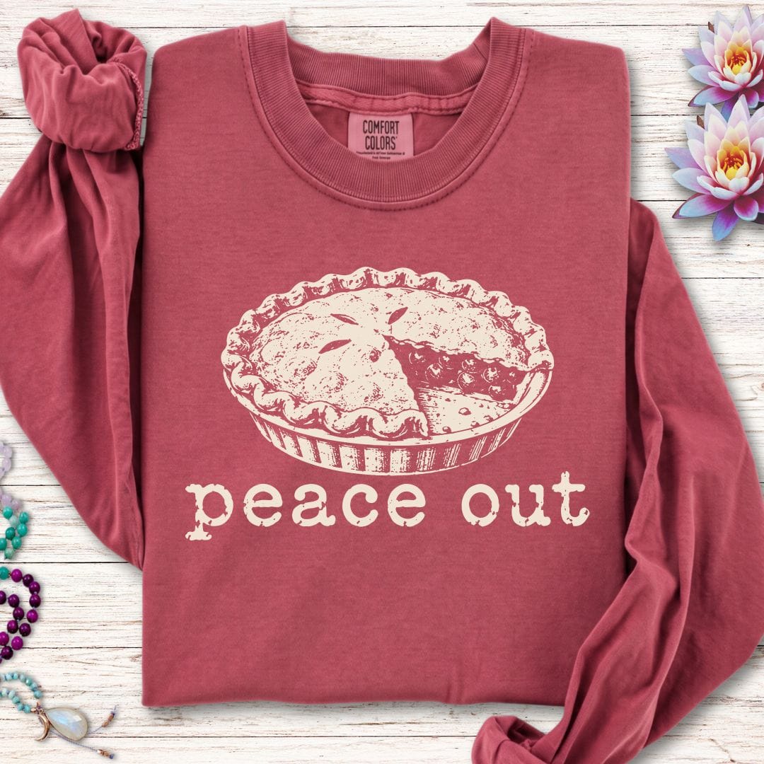 Printify Long-sleeve Peace Out Pie Long Sleeve Tee Crimson / S