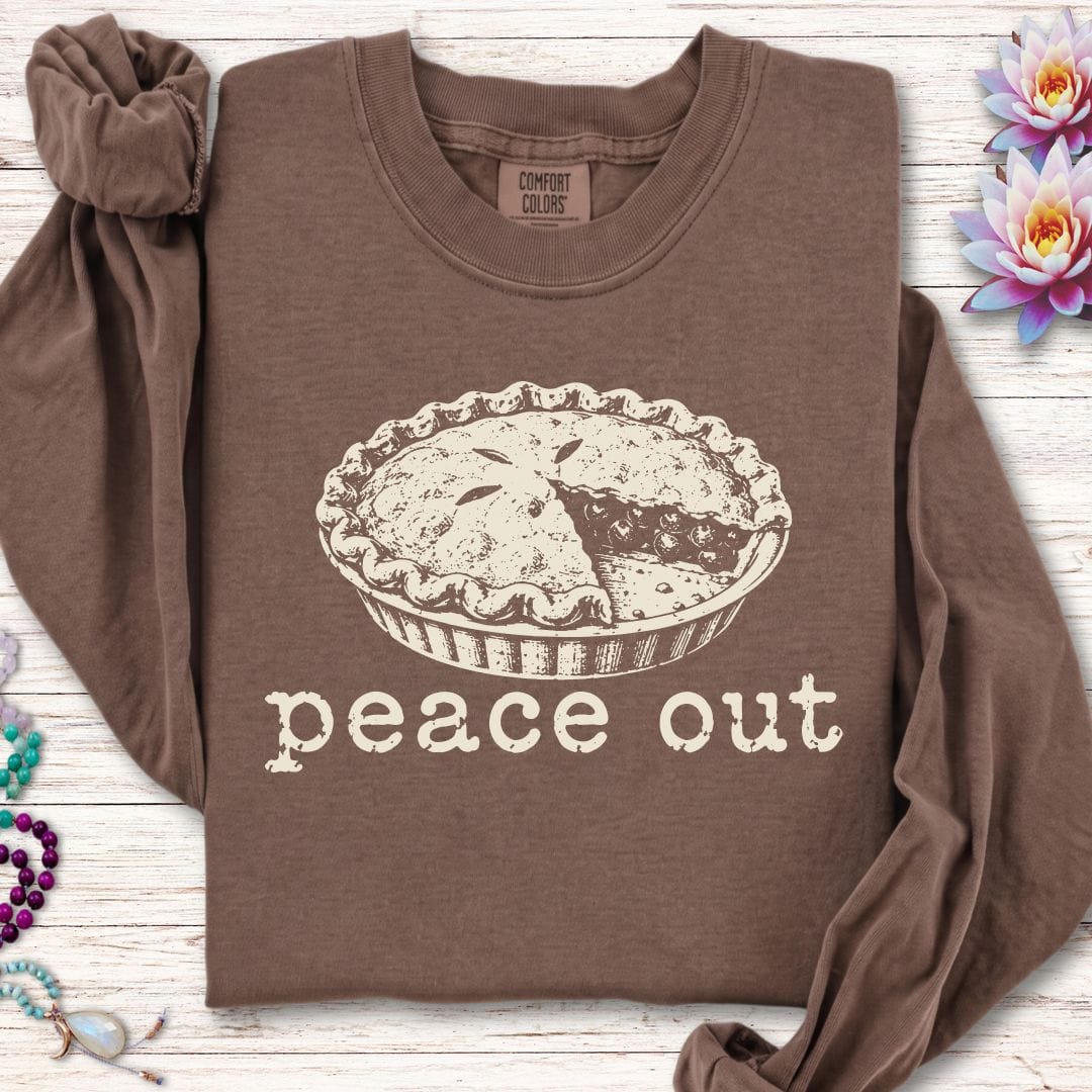 Printify Long-sleeve Peace Out Pie Long Sleeve Tee Espresso / S