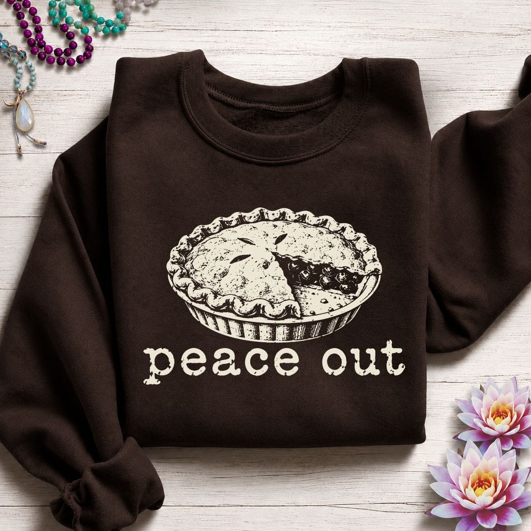 Printify Sweatshirt Peace Out Pie Sweatshirt Dark Chocolate / S
