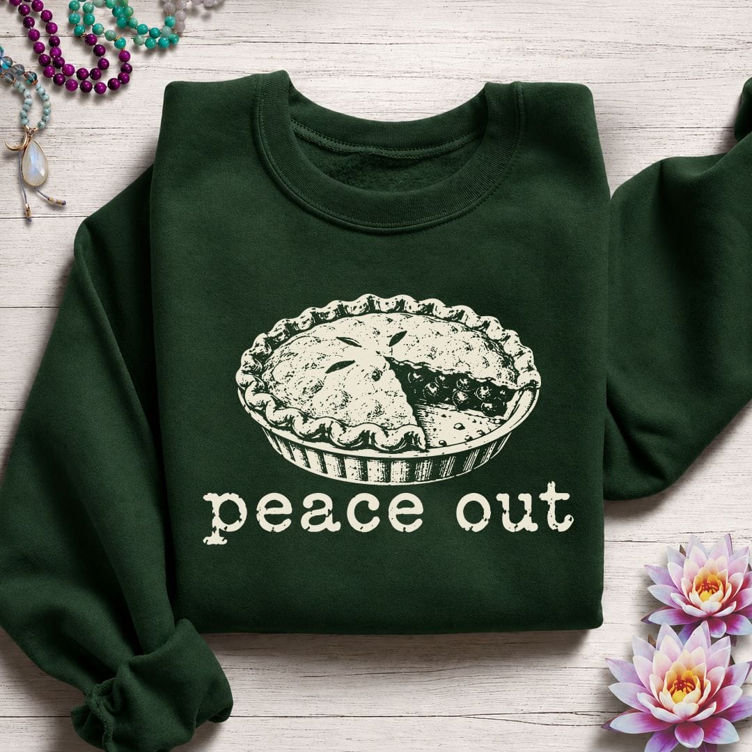 Printify Sweatshirt Peace Out Pie Sweatshirt Forest Green / S
