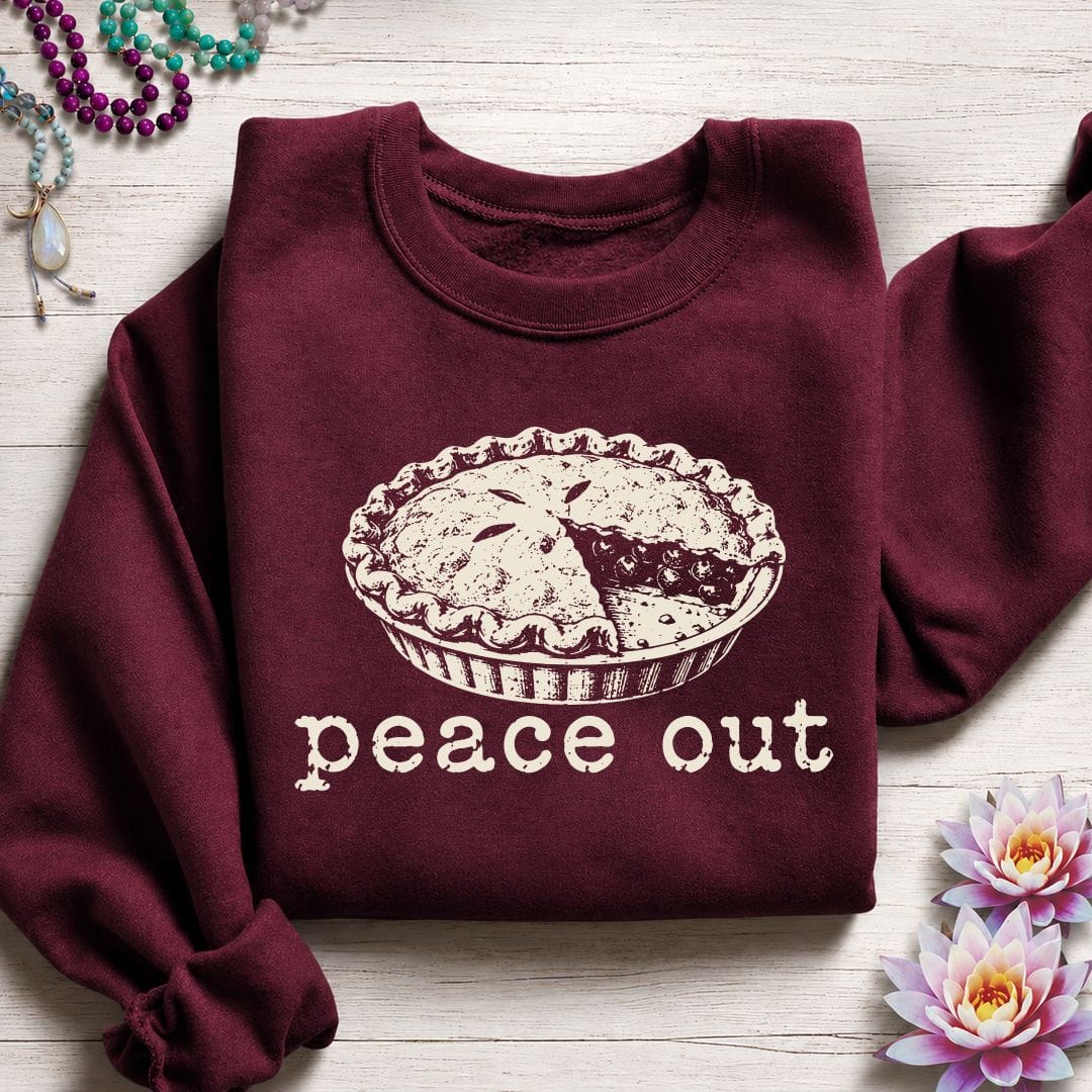 Printify Sweatshirt Peace Out Pie Sweatshirt Maroon / S