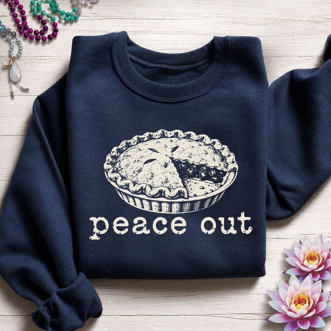 Printify Sweatshirt Peace Out Pie Sweatshirt Navy / S