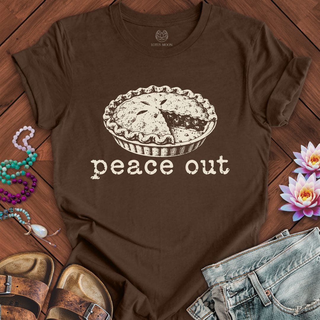 Peace Out Pie Tee Heather Brown