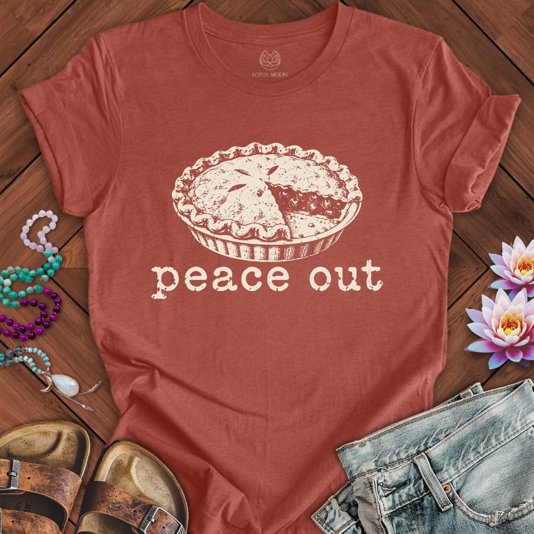 Peace Out Pie Tee Heather Clay
