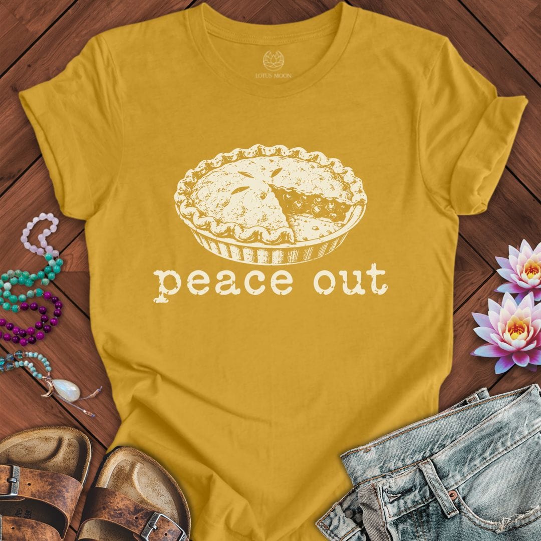 Peace Out Pie Tee Heather Mustard