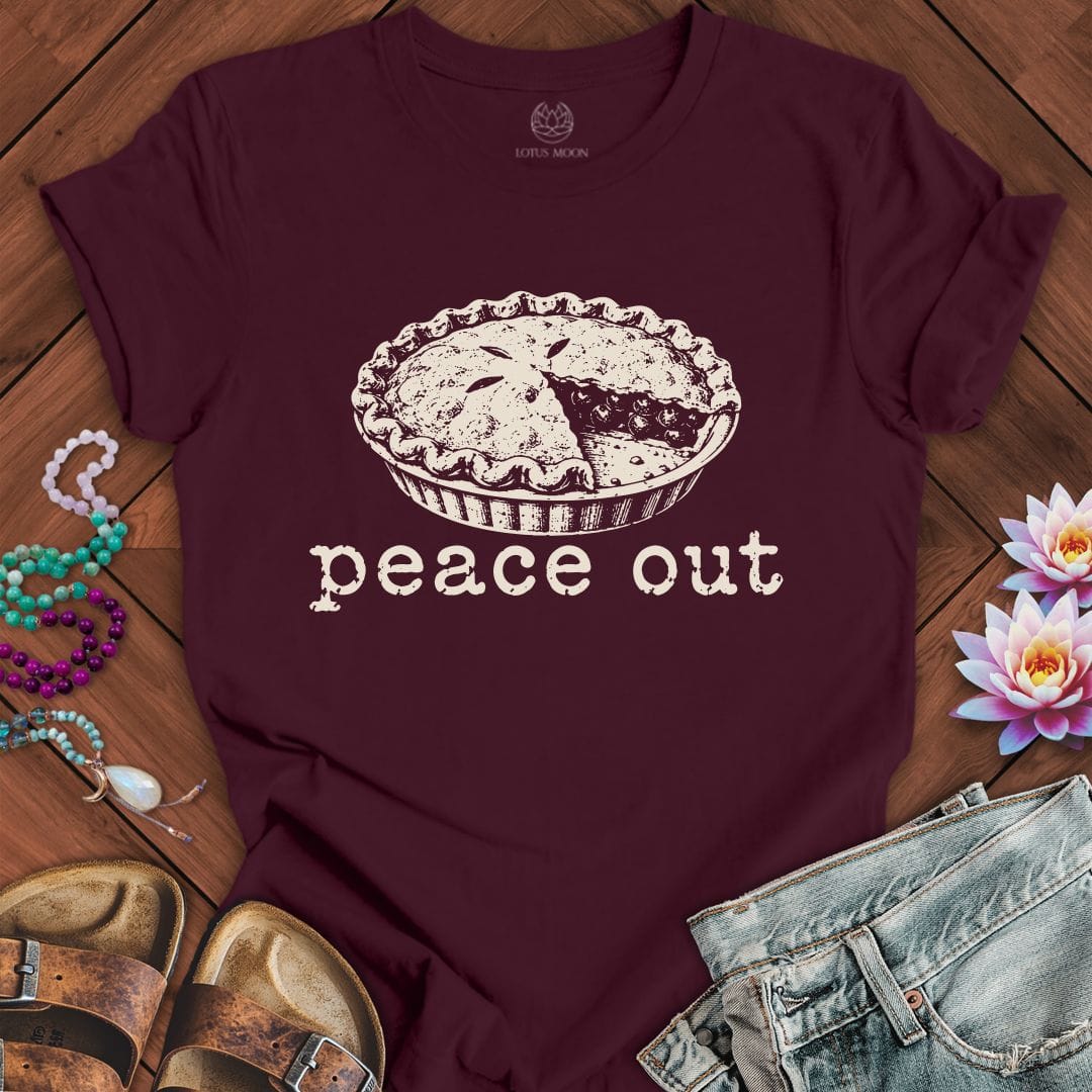 Peace Out Pie Tee Maroon