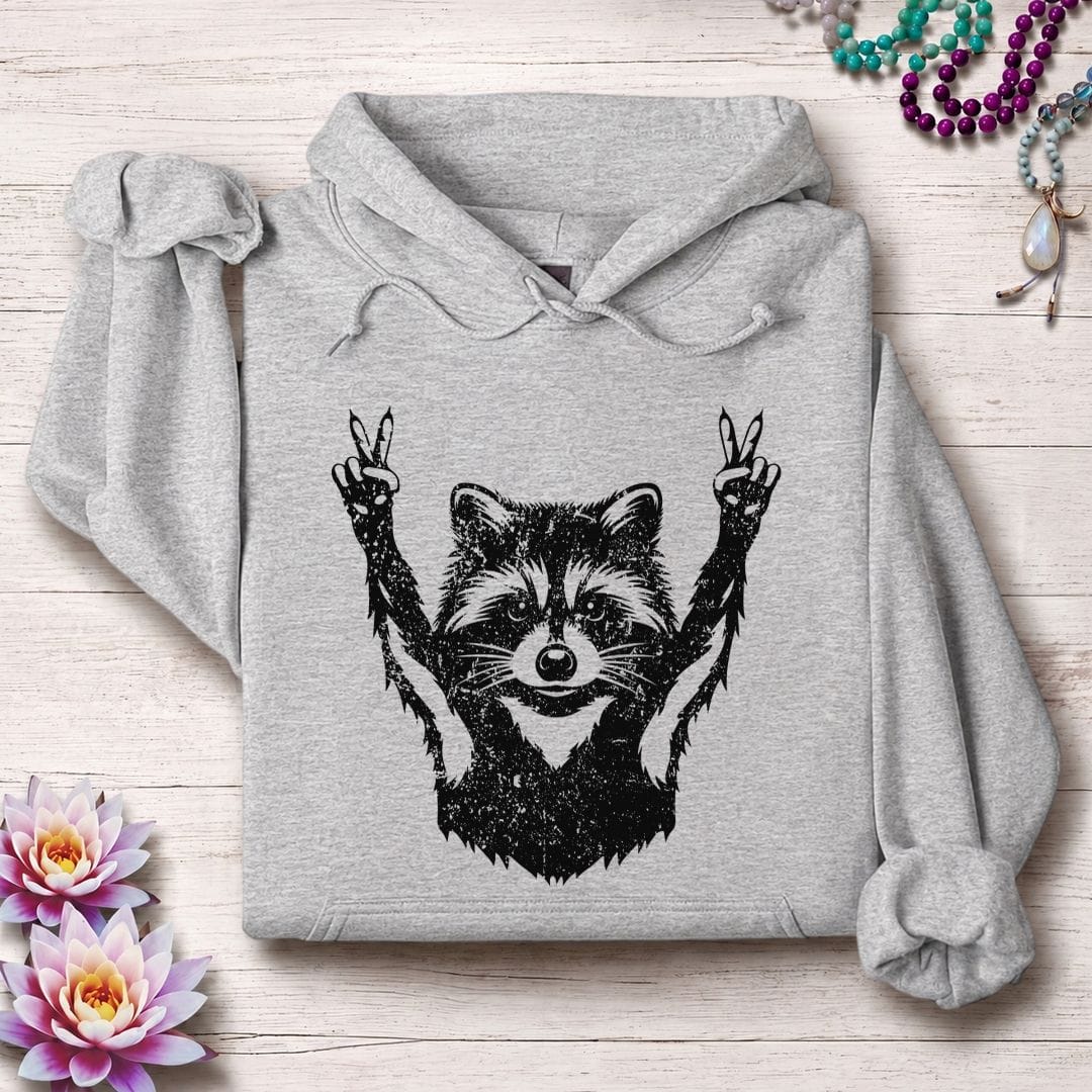 Printify Hoodie Peace Raccoon Hoodie Sport Grey / S