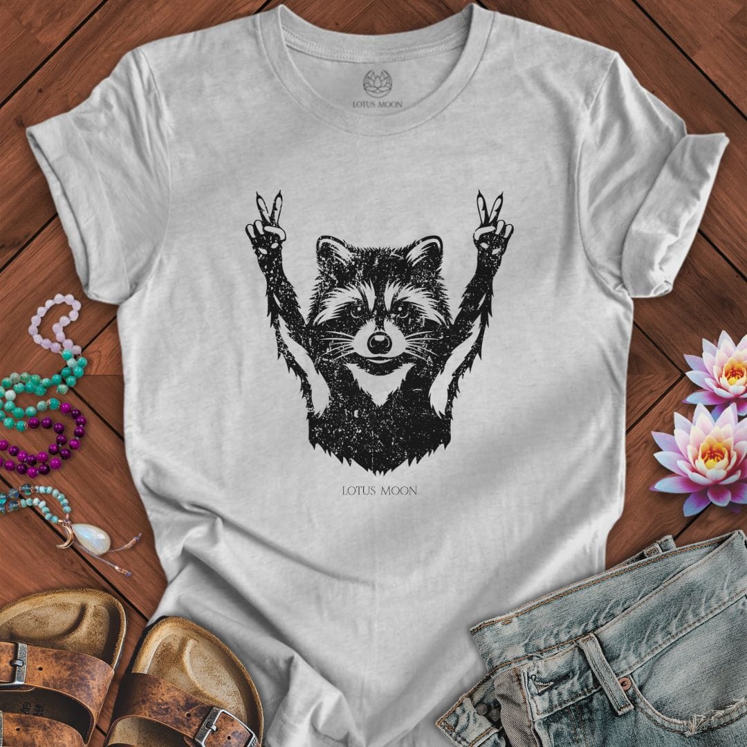 Peace Raccoon Tee Athletic Heather