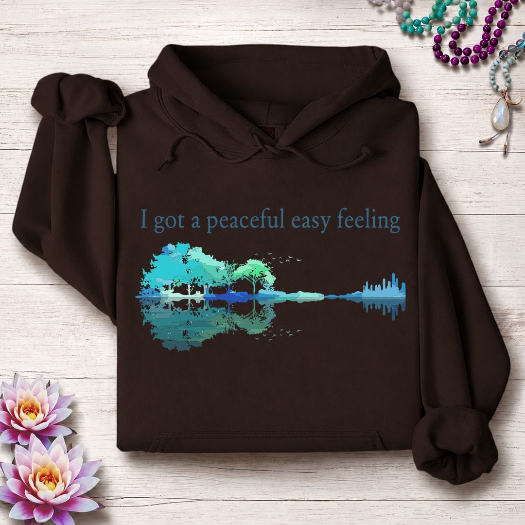 Printify Hoodie Peaceful Easy Feeling Hoodie Dark Chocolate / S
