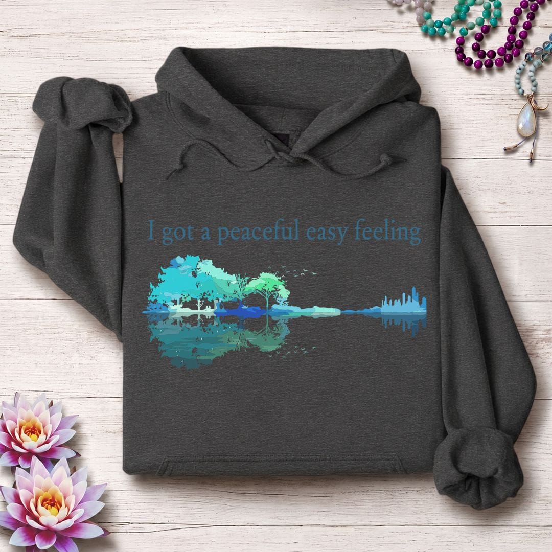 Printify Hoodie Peaceful Easy Feeling Hoodie Dark Heather / S