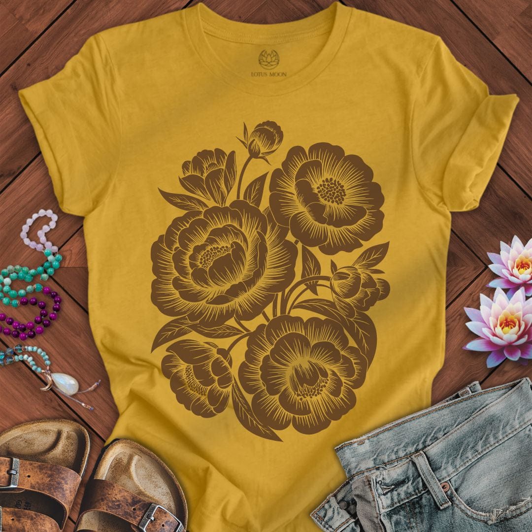 Peonies Tee Heather Mustard