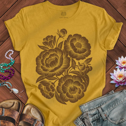 Peonies Tee Heather Mustard