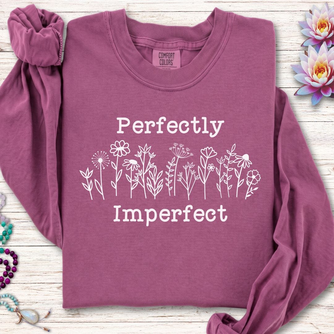 Printify Long-sleeve Perfectly Imperfect Long Sleeve Tee Berry / S