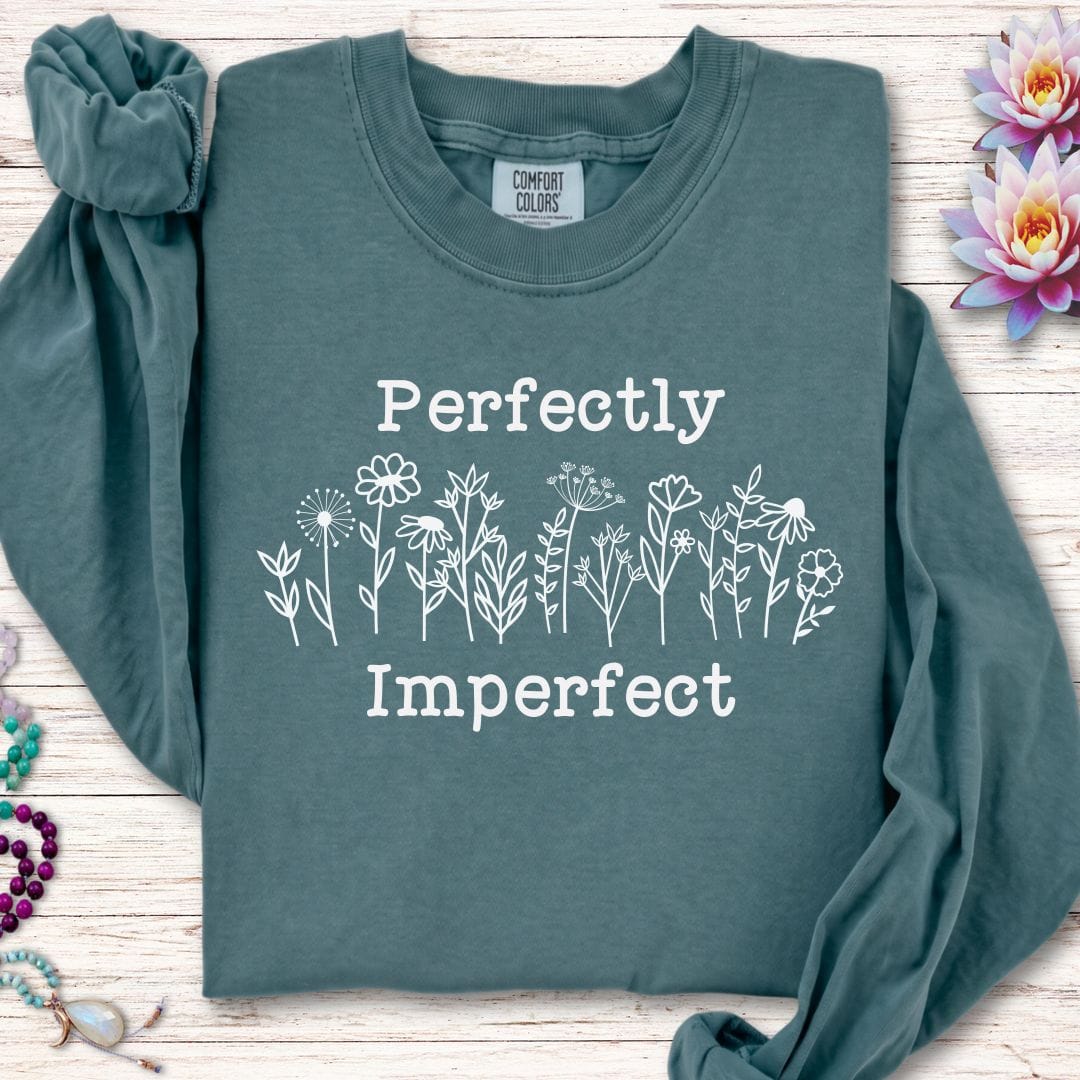 Printify Long-sleeve Perfectly Imperfect Long Sleeve Tee Blue Spruce / S