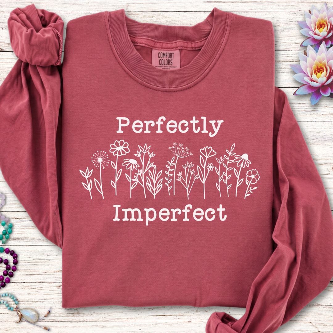 Printify Long-sleeve Perfectly Imperfect Long Sleeve Tee Crimson / S