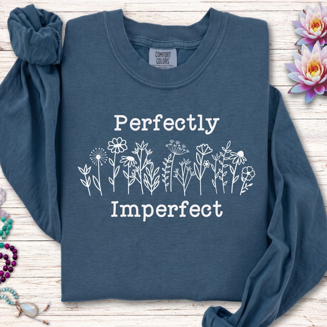 Printify Long-sleeve Perfectly Imperfect Long Sleeve Tee Midnight / S