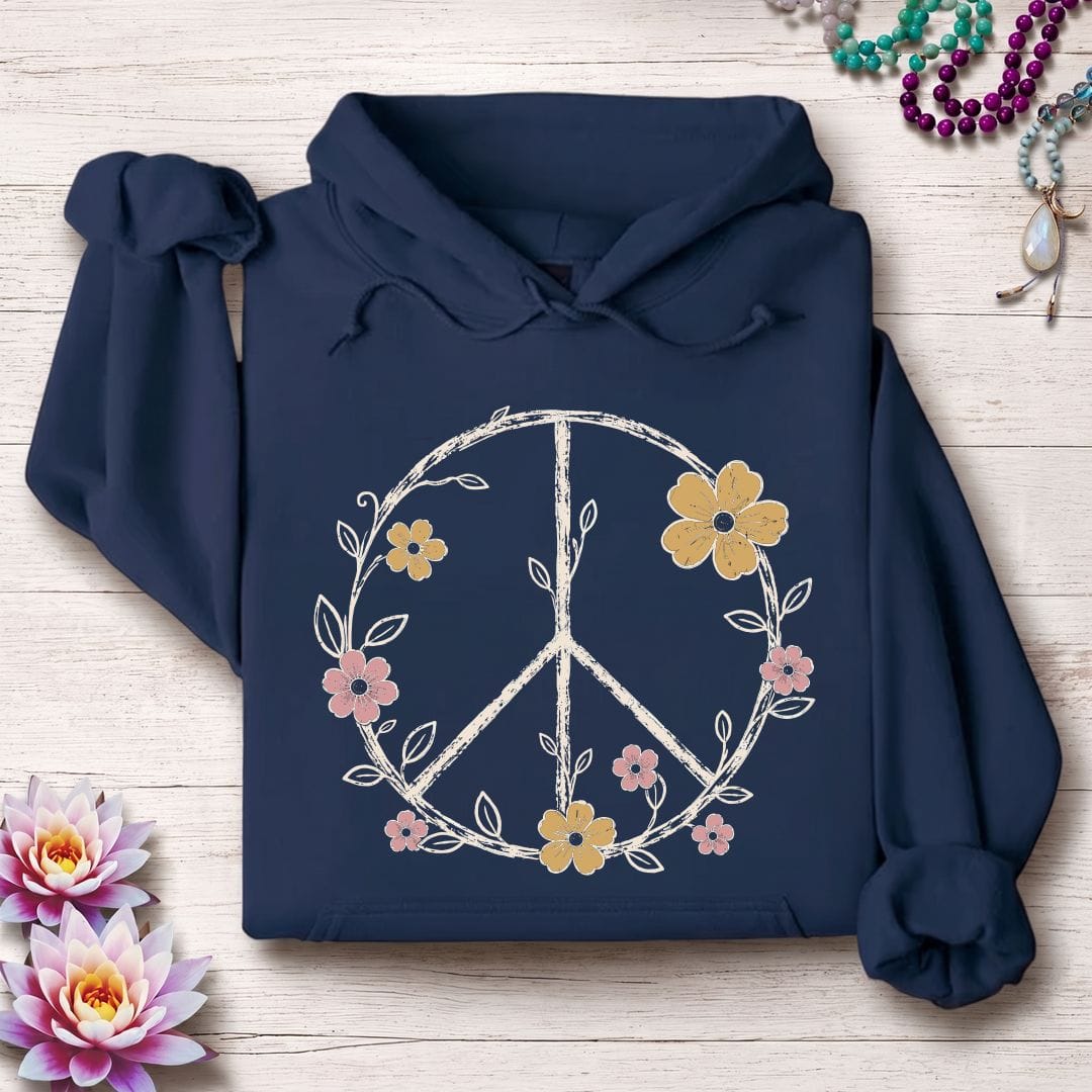 Printify Hoodie Petals Of Peace Hoodie Navy / S