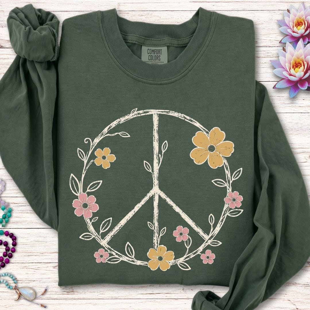 Printify Long-sleeve Petals Of Peace Long Sleeve Tee Hemp / S